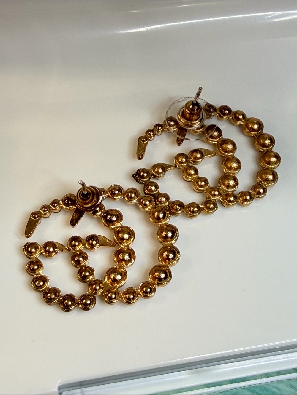 fabulous fashion rhinestone gg earrings goldstone - Picture 3 of 3